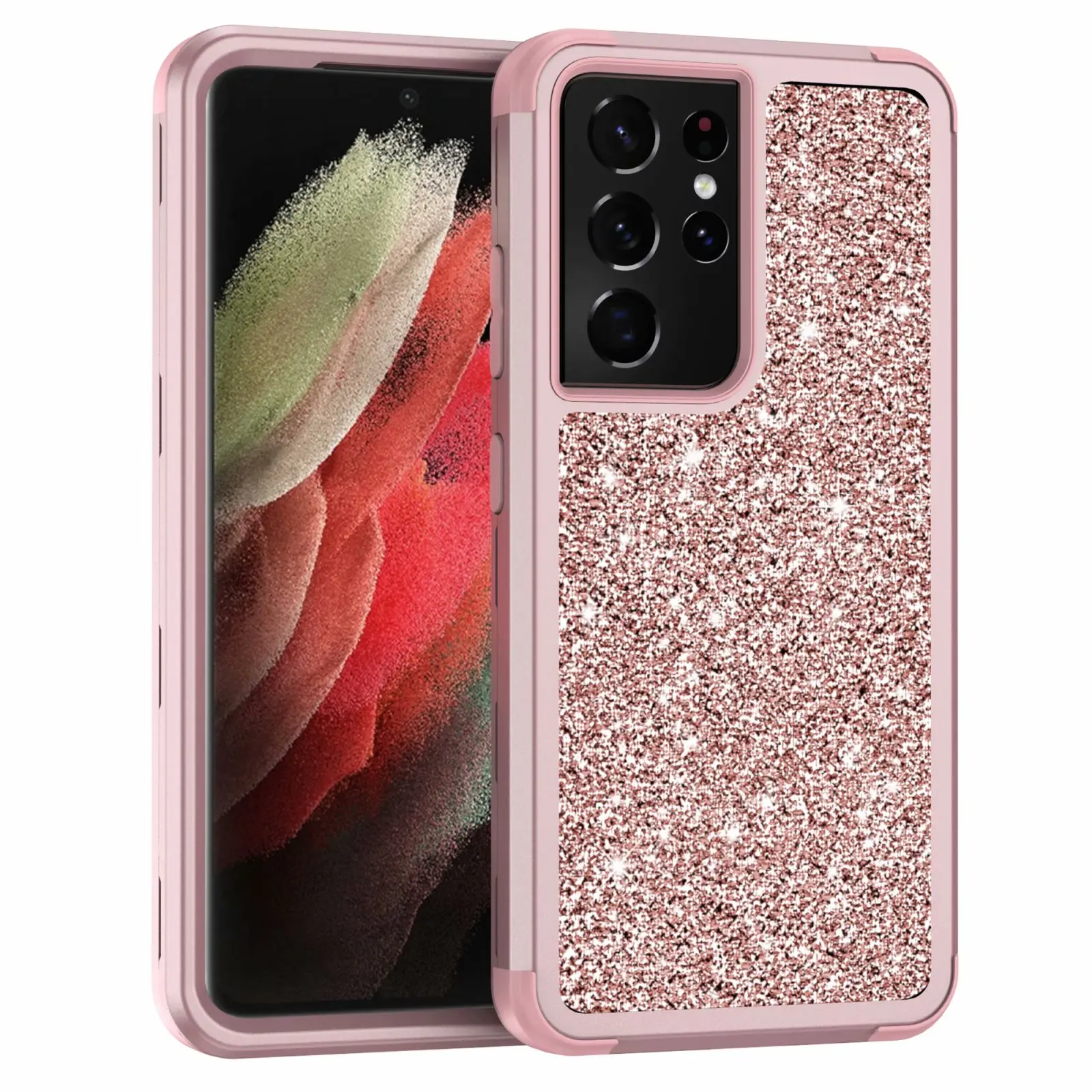 Противоударный чехол для Samsung Galaxy S21 Ultra Plus Note 20 S10 3 в 1 с блестками | Мобильные
