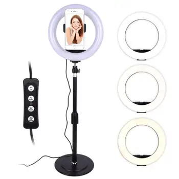

Round LED Fill Light Dimmable Telescopic Stand for Mobile Phone Video Live Selfie Photography