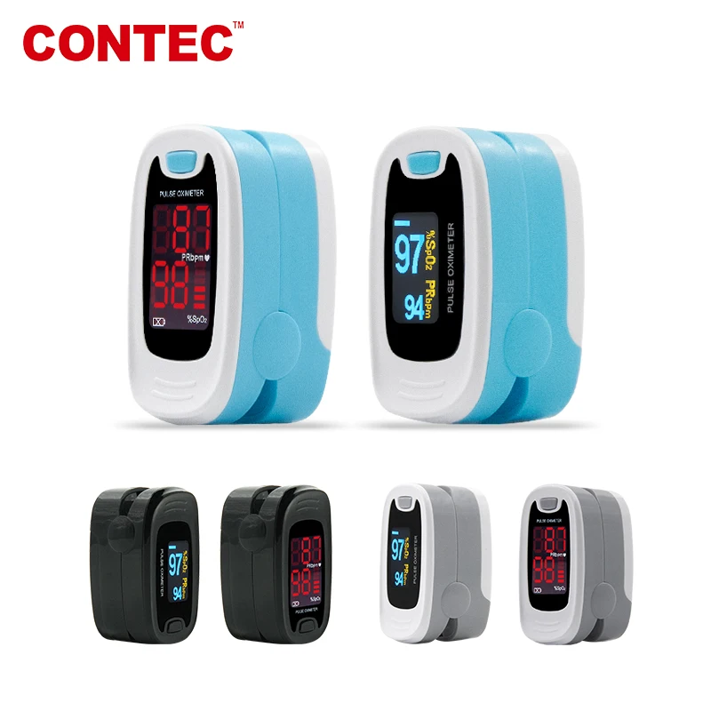 Contec fingertip oxímetro de pulso saturação de oxigênio no sangue spo2 monitor de freqüência cardíaca mais novo