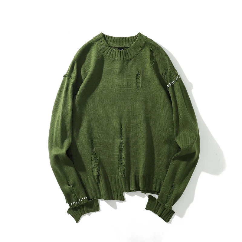 19SS Cooo Coll Men Women Long Sweater High streetwear Winter cotton Loose casual pull Streetwear sweter Hole Tops pullover