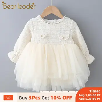 

Bear Leader Children Autumn Fashion Dress Baby Girls Long Sleeve Mesh Clothes Patchwork Dress Girls Cute Casual Princess Dress