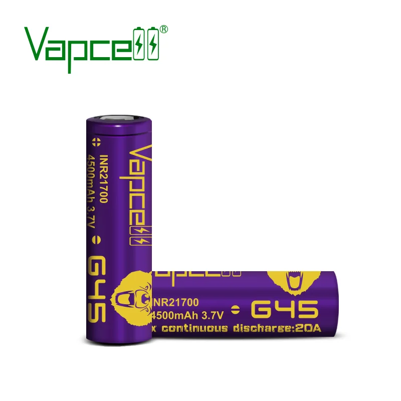 1 доллар купон Vapcell 21700 4500mAh 20A G45 литий-ионная фиолетовая аккумуляторная батарея большой емкости