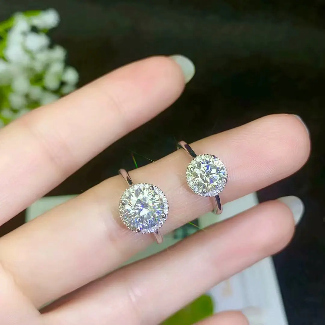 Moissanite новое кольцо, серебро 925 пробы, красивый цвет, сверкающий, 1 карат 2 карат Алмазный Муассанит