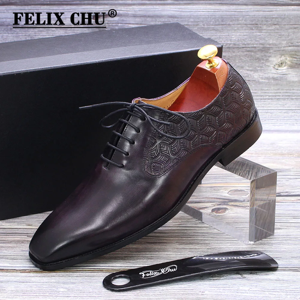 

Large Size 13 Mens Dress Oxford Shoes Real Leather Dark Purple Handmade Lace Up Plain Toe Wedding Formal Italian Shoes for Men