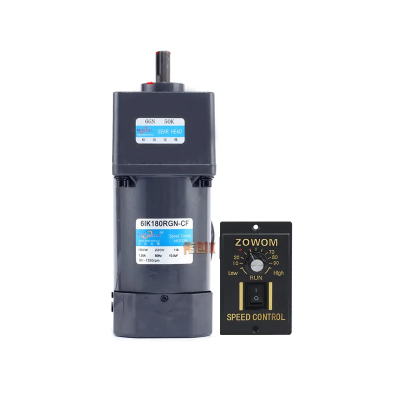 6IK180RGN-CF 180W 220V AC Gear Speed Control Induction Motor, Forward and Reverse, Adjustable Speed + Speed Controller