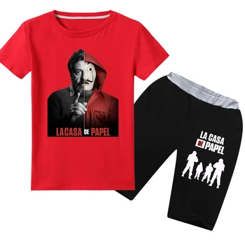 

red boys clothing money heist Wrestler suit t shirts Short sleeve trousers Christmas Creeper thanksgiving jojosiwa kids clothes