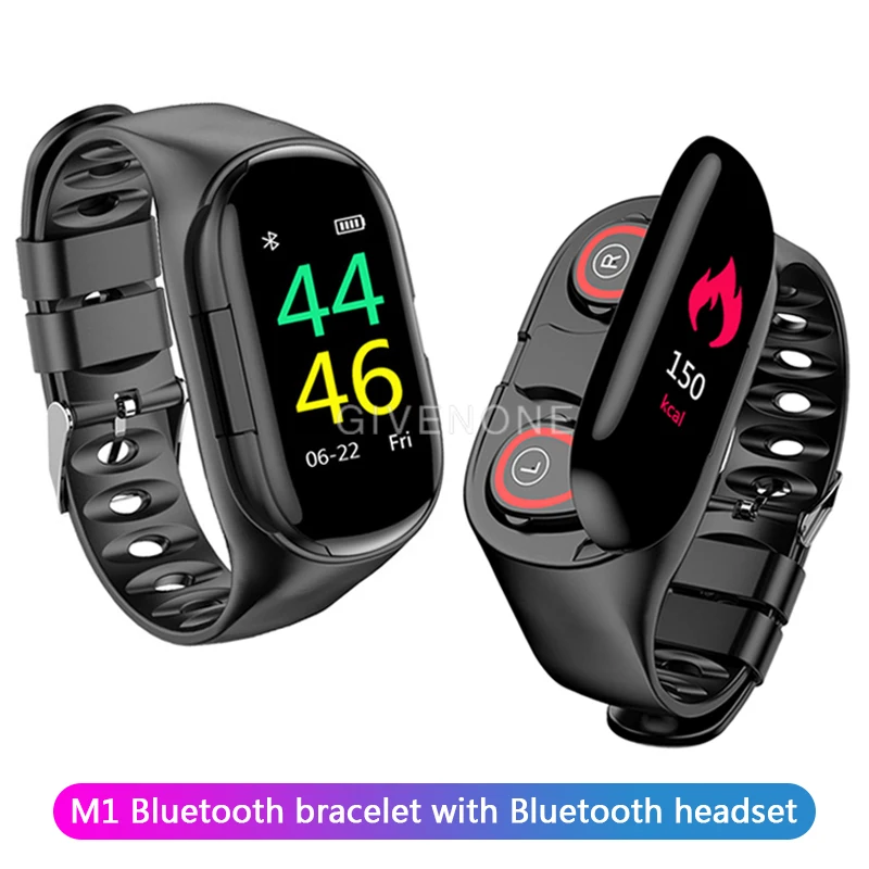 GIVENONE M1 новые умные часы с Bluetooth наушниками монитор сердечного ритма умный Браслет