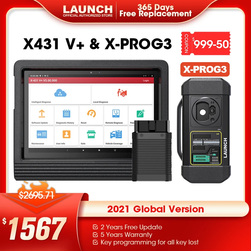 LAUNCH X431 V + PLUS 10 &quotV4.0 OBD2 сканер диагностические инструменты для автомобиля X-PROG3