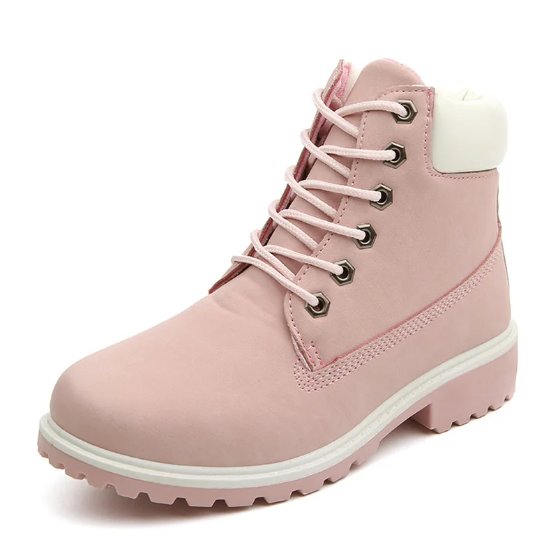 pink QUANZIXUAN/женские ботинки; сезон осень-зима; женские ботильоны; Модные женские зимние ботинки для девочек; Женская рабочая обувь; большие размеры 36-41 - Цвет: pink