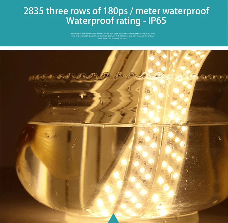 180 светодиодный s/m трехрядная Светодиодная лента 2835 220V 240V Водонепроницаемая лента со светодиодными лампами веревка свет теплые белые украшения для дома освещение Новинка