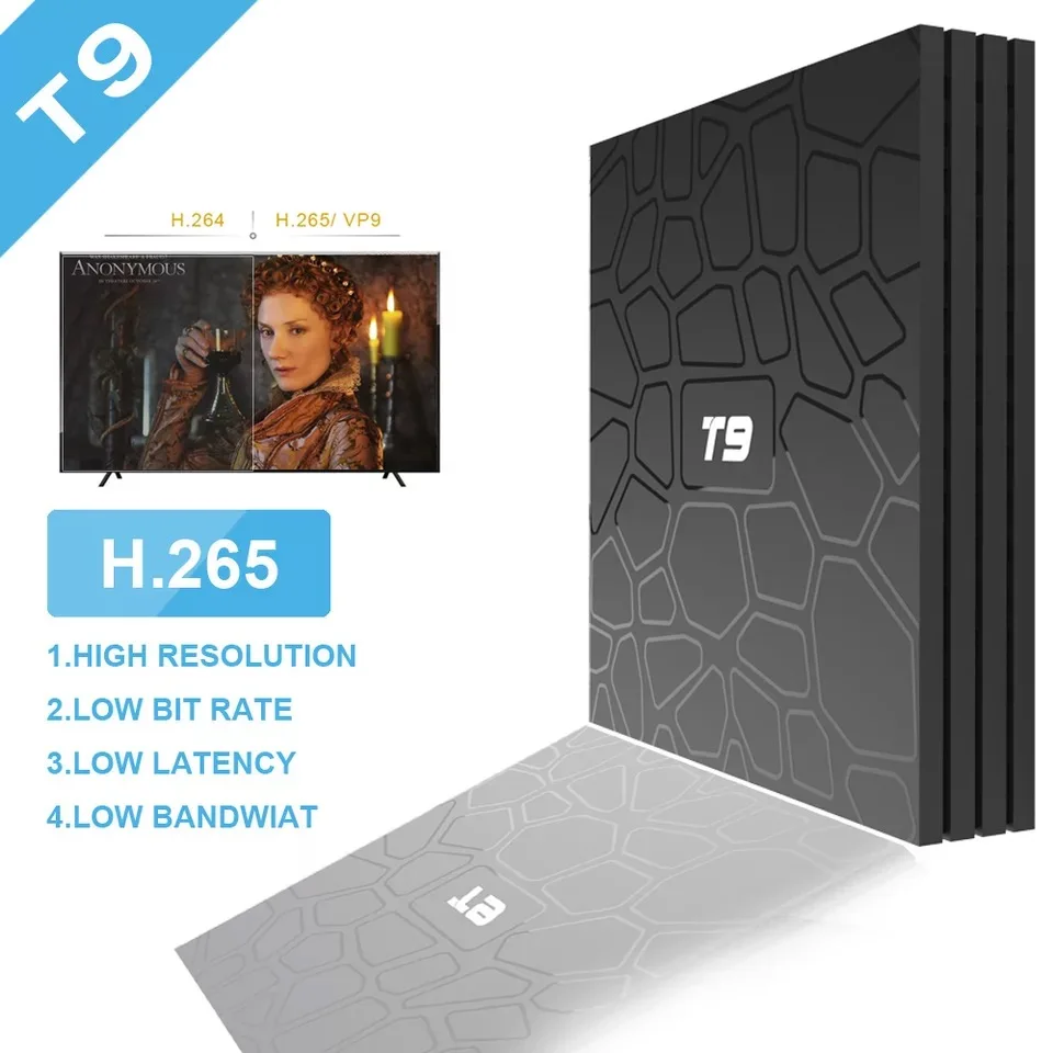 T9 remote control TV box RK3328 quad core 4K HDR Android 8.1 box smart ultra HD 4G / 32G WIFI Google IPTV decoder 4 media player