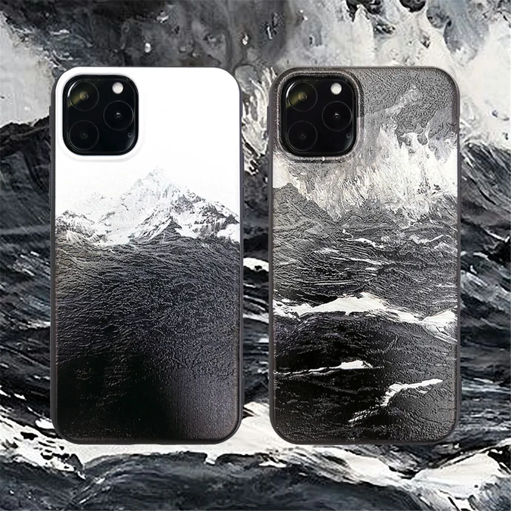 New Snow Mountain&ampWave Black TPU Fitted Case For Apple iPhone11Pro Max X XSMax Soft Phone Cover iPhone XR 6 6S 7 8 Plus | Мобильные
