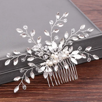 Wedding Hair Combs Bridal Hair Accessories For Women Hair Jewelry Silver Color Pearl Rhinestone Head Jewelry Women Accessories 4