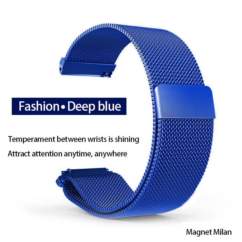 Чехол для honor watch magic с браслетом из нержавеющей стали для huawei GT-GT2 B5/B3, металлический магнитный ремешок Amazfit - Цвет: milan deep blue