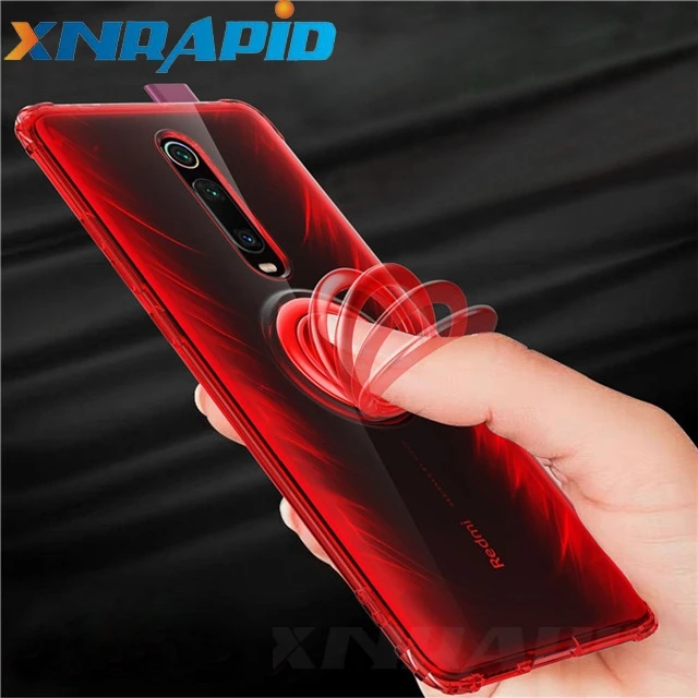 Для Xiaomi mi 9T Pro Red mi K20 Pro mi 9 SE mi 8 Lite 7A Note 7 Pro 7S Y3 чехол Прозрачный Мягкий ТПУ силиконовый чехол-держатель с кольцом - Цвет: Clear Red