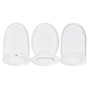 

Square Round Thicken Replacement Universal Toilet Seat Lid Cover Set Slow-Close White Household 3Types Antibacterial