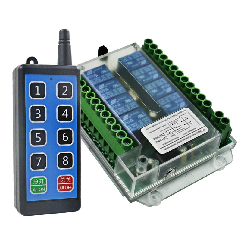 무선 RF 원격 제어 스위치, 무선 원격 모터 제어 스위치, 8 채널, 12V, 24V, 36V, 220V