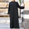 Muslim Men Jubba Thobe Long Sleeve Solid Color Breathable Robes 2022 Stand Collar Islamic Arabic Kaftan Men Abaya S-5XL INCERUN ► Photo 2/6