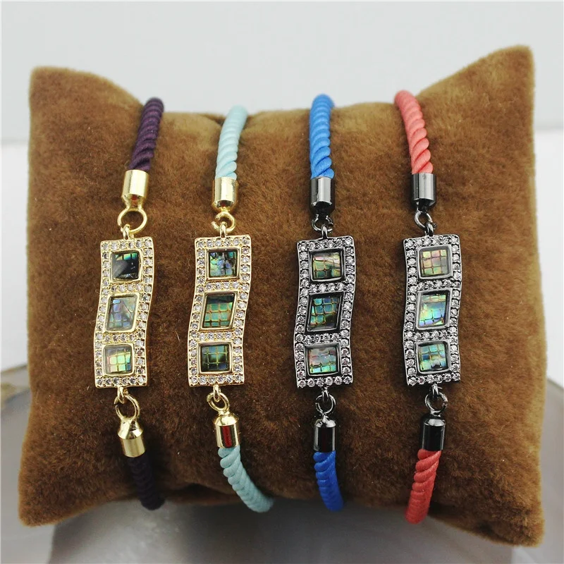 10 шт./лот дизайн abalone корпус соединителя cz браслет, покрытый кубическим цирконием компонент, популярный браслет дешево оптом