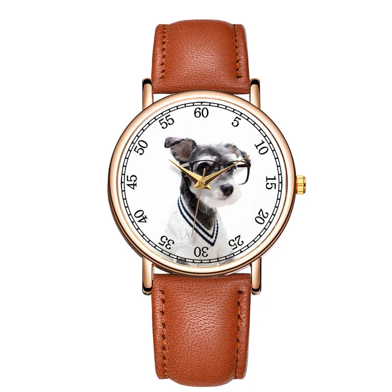 Men Women Lovely Dog Watch 2020 New Creative Simple Style Watch Lady Fashion Leather Band Quartz Clock Hodinky Gift Bayan Saats