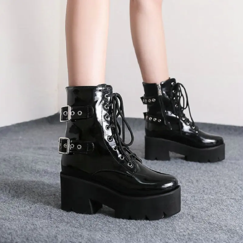 plain black platforms