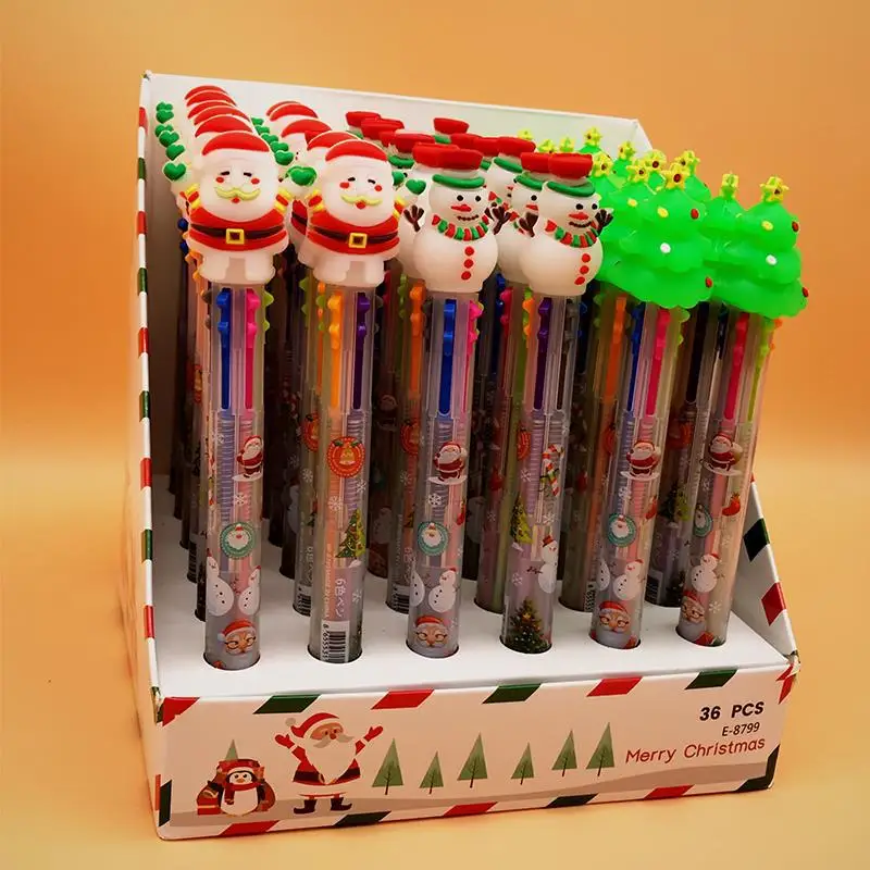 36 шт. набор шариковых ручек Милая Рождественская ручка для письма Kawaii ролик 6 цветов чернил 3D шариковая ручка Масляные карандаши офисные школьные канцелярские принадлежности
