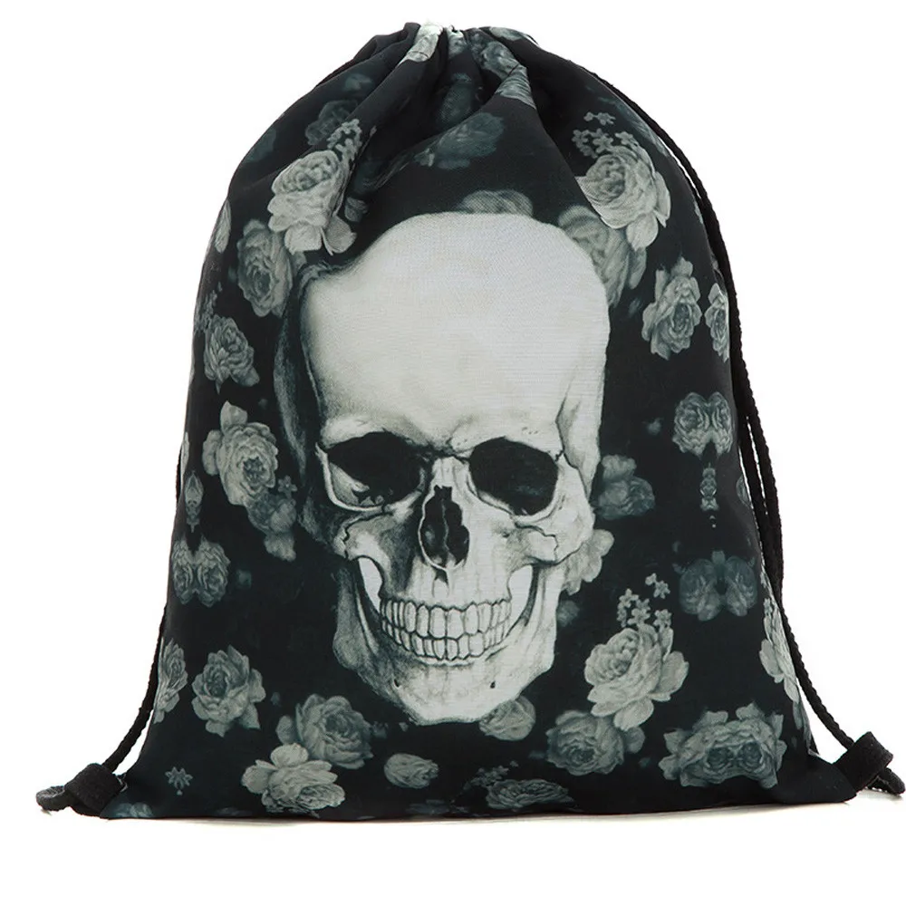 Для мужчин, женщин и детей плюшевые тапочки Хэллоуин рюкзаки с черепами 3D печать конфетная Сумка-пакет для хранения Чехол worek plecak челнока T819