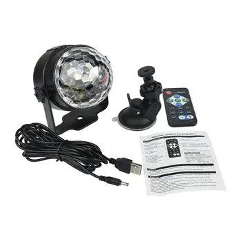 

USB Disco Light Car Light 7 Color Changing 3W RGB Mini Crystal Magic Rotating Ball Effect Light Party Disco Club DJ Light Show