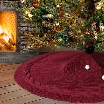 

122cm Knitting Tree Skirts Christmas Tree Skirts Mahua Ornaments Christmas Decoration For Home Tree Skirts New Year Decoration