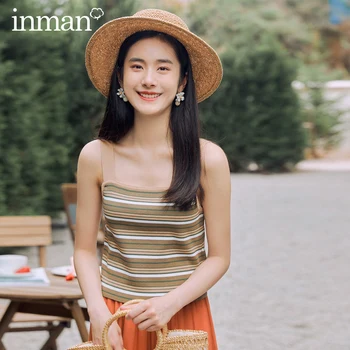 

INMAN 2020 Summer New Arrival Vintage Style Sexy Stripped Contrast Color Vest