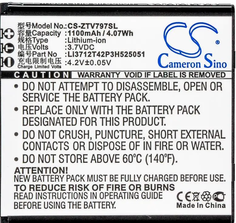 Cameron sino 1100mah аккумулятор для zte V797 Li3712T42P3H525051 мобильный, аккумулятор для смартфона