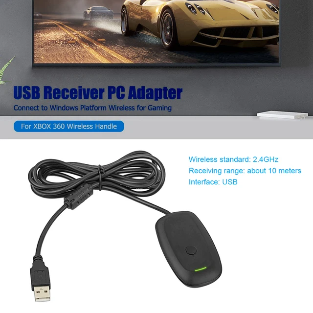 Receiver Récepteur Sans Fil Adaptateur XBOX 360 Manette pour PC Windows  (Noir, B
