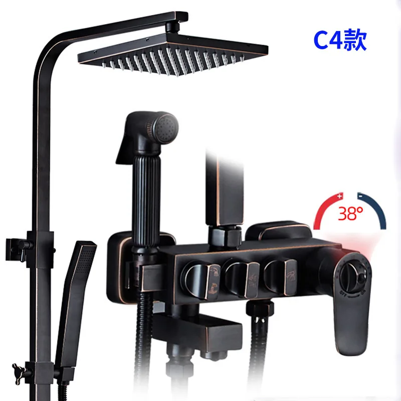 C4 faucet shower Dofaso Северная Европа черный набор для душа медный квадратный клапан facuet четвёртая шестерня с распылителем здоровье кран насадка для душа - Цвет: C4 faucet shower