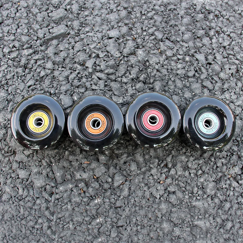 55*32mm skateboard wheels black brush street wheels with 8pcs colorful skateboard bearings 78A PU skateboard wheels