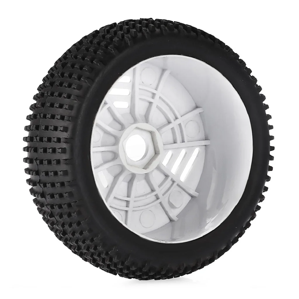 1 Pair RC 1:8 Off-Road Car Tire with Wheel Rim for  VP-PRO ZDRacing HPI FS White+Black