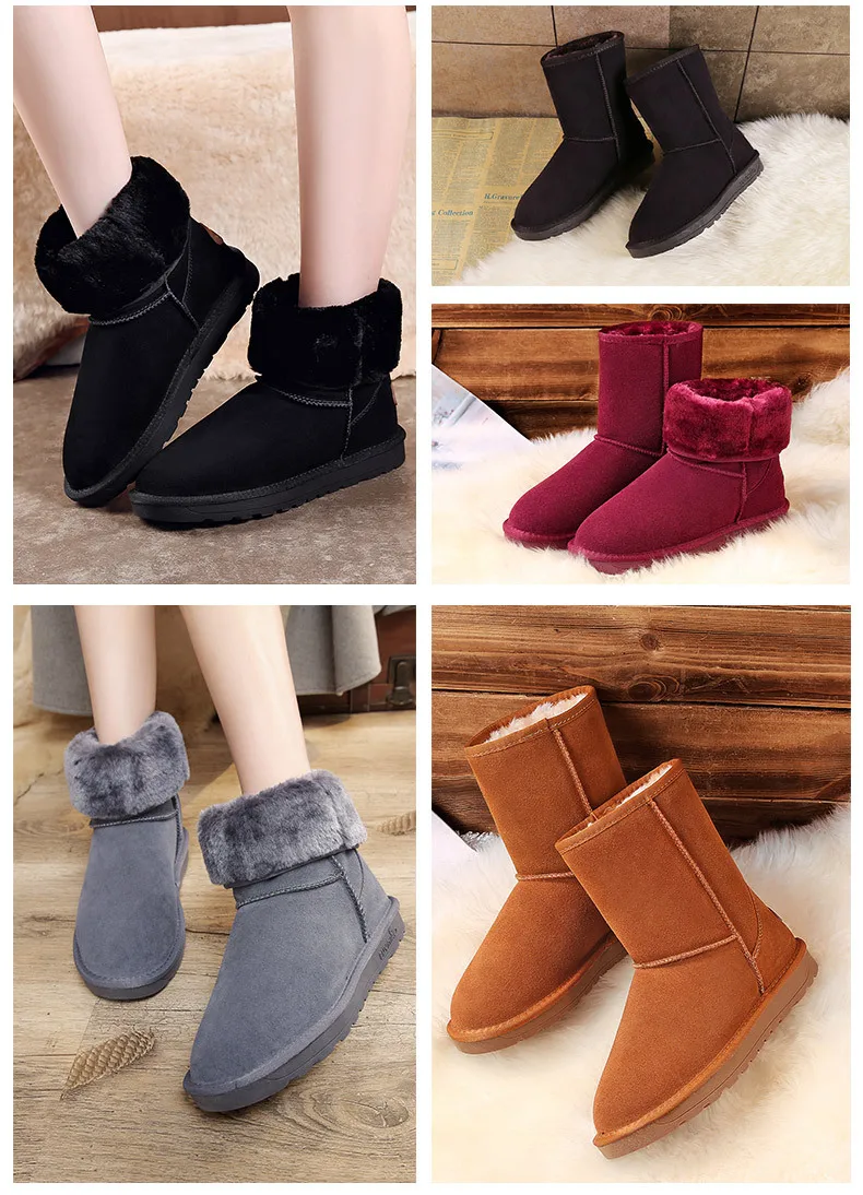 Женские ботинки; теплые зимние ботинки; женские ботинки из коровьей замши; женская зимняя обувь; Botas Mujer; женская обувь из плюша; Новинка года