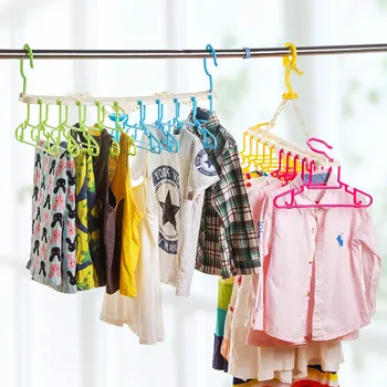 

10Pcs/Set Folding Clothes Hanger Kids Children Anti-Slip Clothes Rack Kids Baby Hangers Drying Rack Closet Organizer
