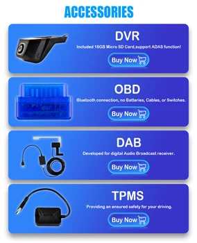 Telecamera DVR anteriore per autoradio WITSON, TPMS, OBD, DAB + RICEVITORE USB, codice tema online, telecamera AHD, parti di retromarcia per auto con linea di parcheggio