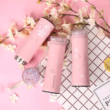 

OUSSIRRO High Quality Sakura Shine Thermos Pretty Coffee Thermos 304 Stainless Steel Vacuum Cup Water Bottle