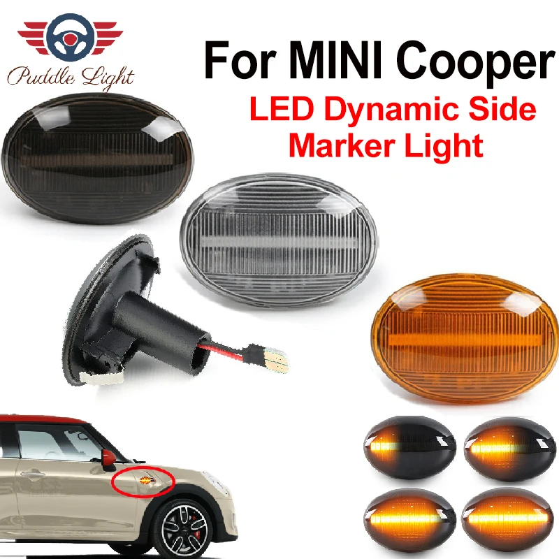 

2Pcs High Quality LED Dynamic Side Marker Turn Signal Lights For BMW MINI Cooper R55 R56 R57 R58 R59 R60 CL-R56-LS Car Puddle