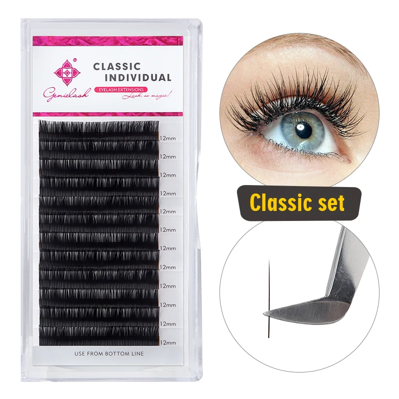 

Genielash Mix Lengths Eyelash Extensions All Sizes M/LD Curl Professional Mink Individual Eyelashes Extension Supplies 12rows