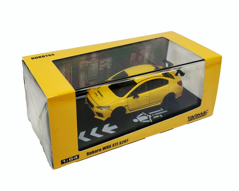 Tarmac работает 1: 64 Subaru Impreza WRX STI S207 NBR желтый литой модельный автомобиль