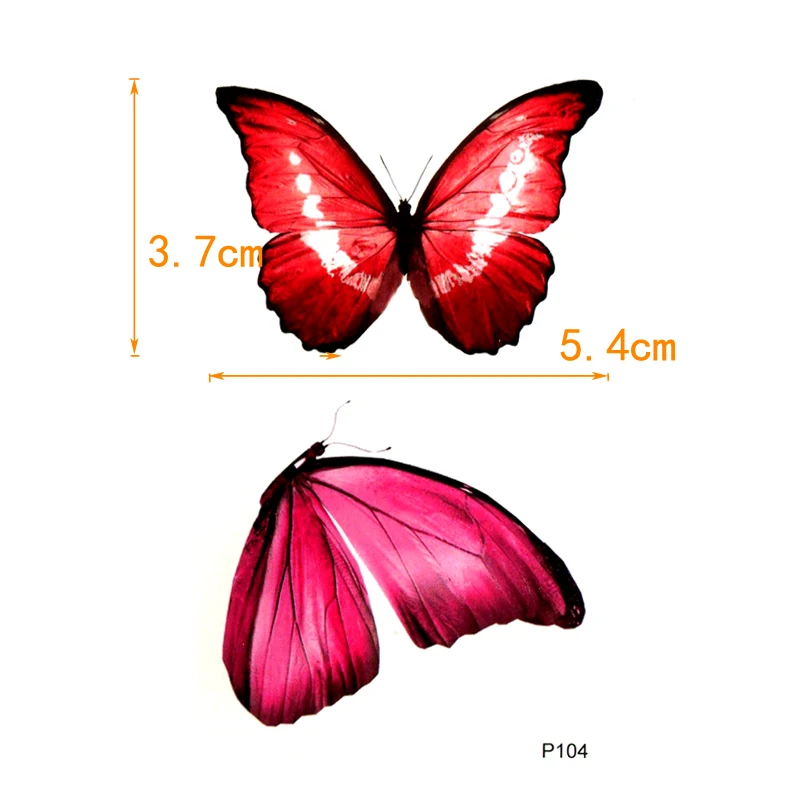 Roter Schmetterling Wasserdicht Temporäre Tattoos Frauen Tattoo Fake Tattoo Männer Tier Körper Transfer Tattoo Tatuajes Henna Für Tattoo Männer – Detail 2