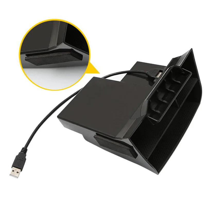 Автомобильный usb порт коробка для хранения Авто двойной интерьер Внутренний органайзер черный пластик