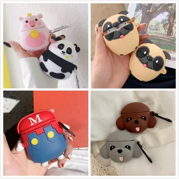

3D Panda Earphone Case For Airpods Case Silicone Dinosaur Cover for Apple Air pods 2 Headphone Case Earpods Case keychain Strap