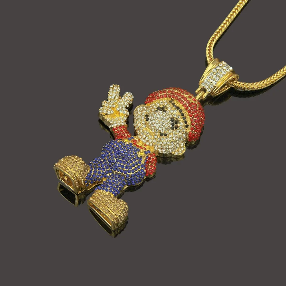 New 30 Inch Chain Big Heavy Super Mario Pendent Chain Necklace