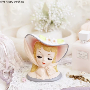 

Creative Nordic Resin vase lady woman Bow tie Desktop storage organization Character statue Home Decorations Vintage ornaments