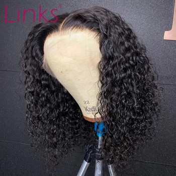 

Links 13X4 Short Curly Bob Wigs Lace Front Human Hair Wigs Pre Plucked Remy Brazilian Glueless Side Part Wigs Natural Color