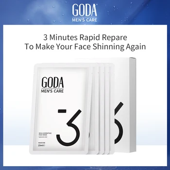 

GODA Men's Care Hydrating Face Mask Hyaluronic Acid 5pcs 3 Minutes Rapid Repare