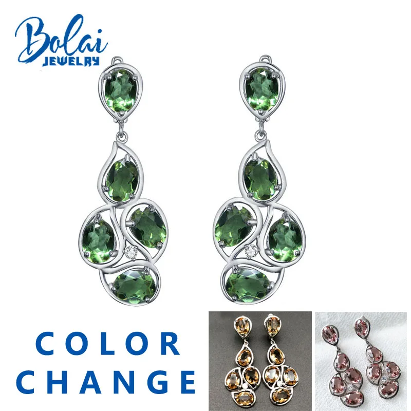 Большие серьги Bolaijewelry с зултанитом серебро 925 пробы искусственные драгоценные